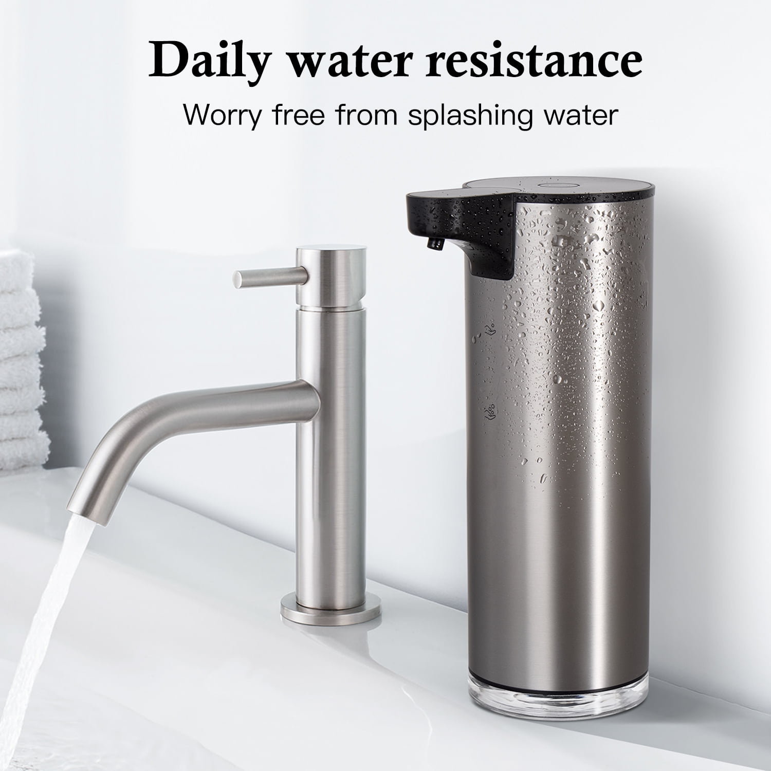 Lococo Soap Dispenser, Rechargeable Automatic Soap Dispenser Stainless Steel Touchless Foaming Soap Dispenser for Bathroom Auto Hand Soap Dispenser for Kitchen, Xmas Gift,9oz