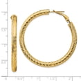 thumbnail image 3 of 14K Yellow Gold 4X35 Diamond-Cut Round Omega Back Hoop Earrings, 3 of 7