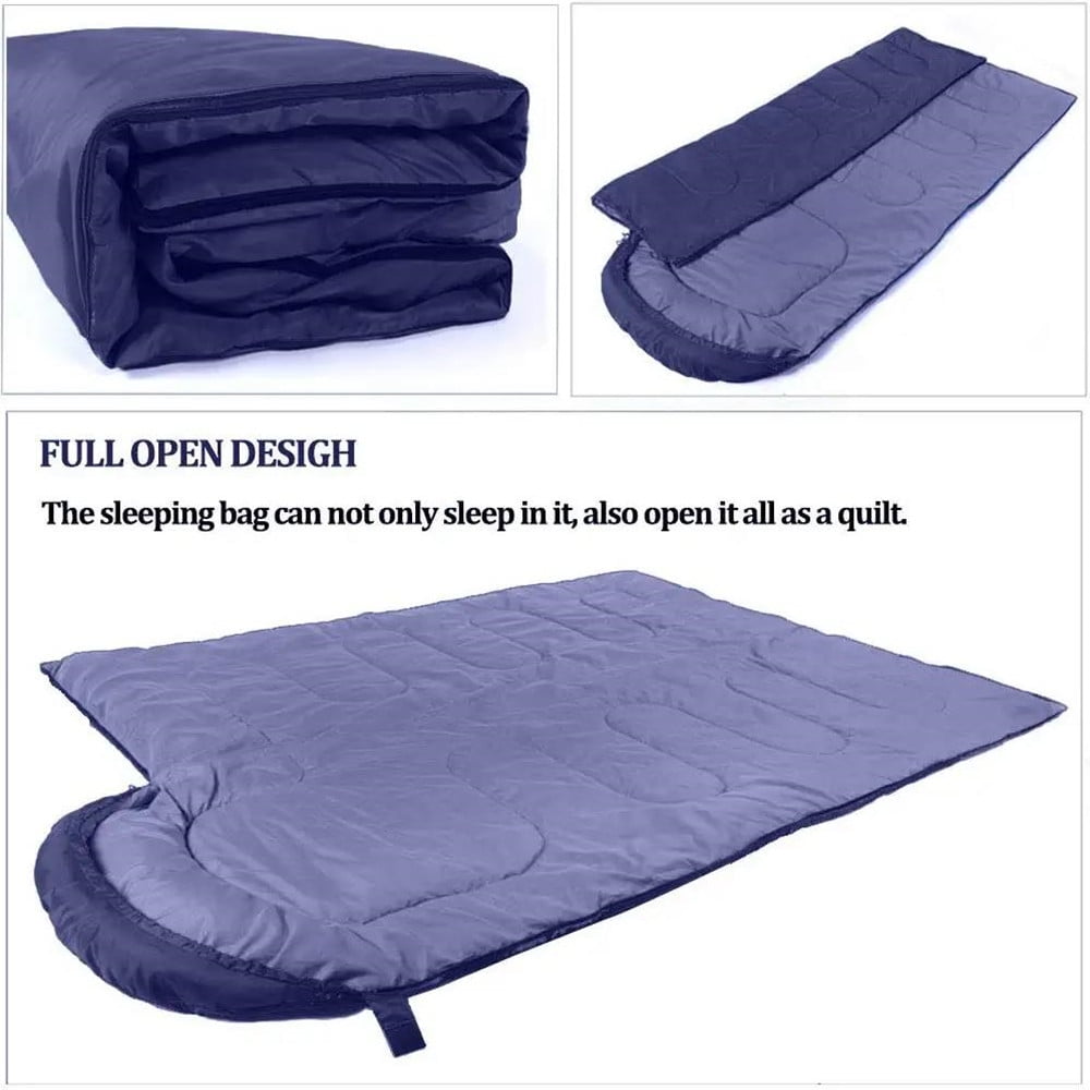 Backpacking Sleeping Bag for Adults Boys and Girls, Cold Weather Kids Sleeping Bag for 3 Season Hiking & Camping, Dark Blue
