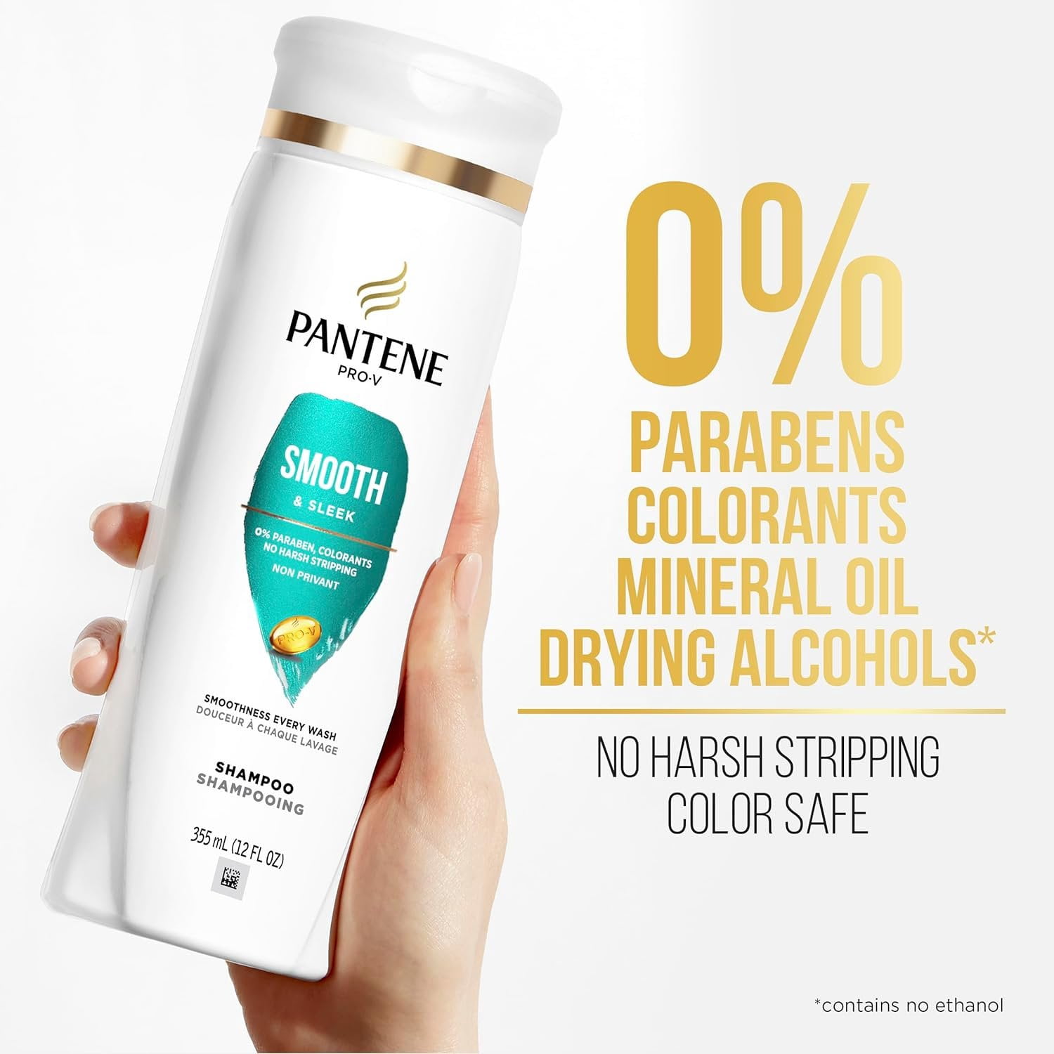 Pantene Pro-V Smooth & Sleek Shampoo & Conditioner for Frizzy Hair, 12oz/10.4oz