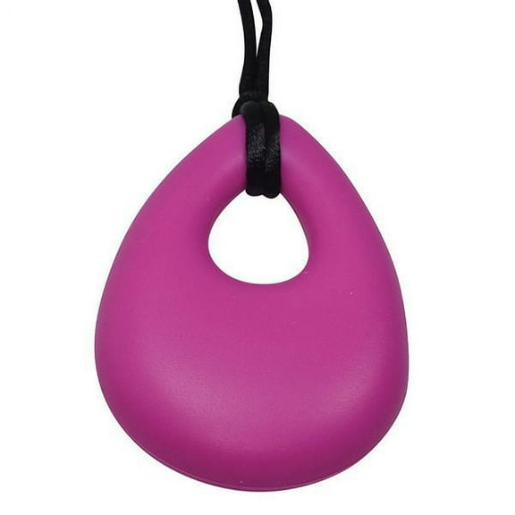 Oval Chewy Pendant With Breakaway Clasp Necklace- Fuschia Color
