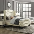thumbnail image 3 of Violette Queen Tufted Wingback Performance Velvet Platform Bed in Ivory, 3 of 7