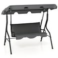 thumbnail image 2 of Gymax 3-Person Swing Chair Porch Swing Seat w/ Adjustable Canopy Removable Cushion Gray, 2 of 9
