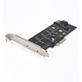 thumbnail image 4 of Dual M.2 PCIe Adapter, M2 SSD NVME (m Key) or SATA (b Key) 22110 2280 2260 2242 2230 to PCI-e 3.0 x 4 Host Controller Expansion Card with Low Profile Bracket for Desktop PCI Express Slot, 4 of 5