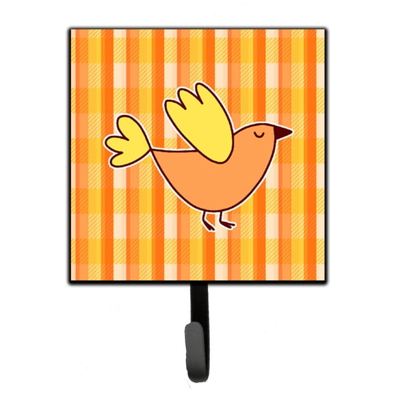 Bird on Orange Plaid Leash or Key Holder