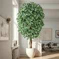 thumbnail image 3 of 6ft Ficus Artificial Trees with 3 Natural Curved Trunks, 72" Tall Lush Faux Tree for Home Decor Indoor, Green Lifelike Fake Ficus Tree, 3 of 5