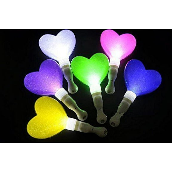 Toner Depot LED Flashing Light Up Stick Heart Hand Light Multicolor Flashing 12 Count