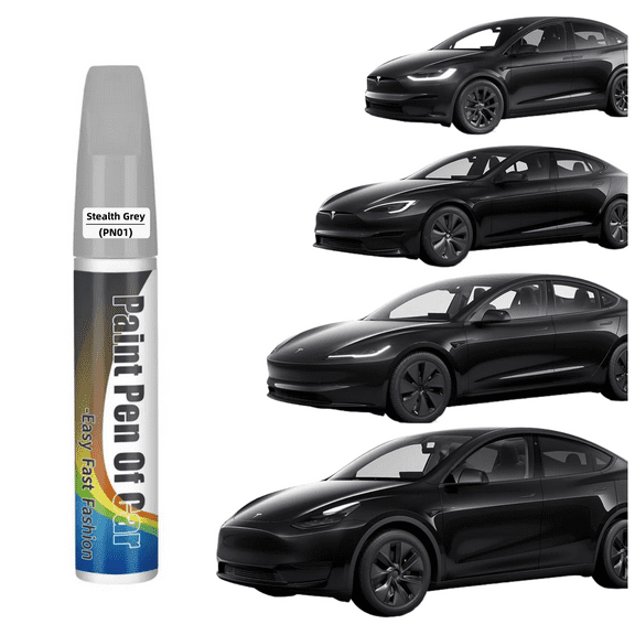 Car Touch Up Paint(Stealth Grey(PN01)) for Tesla Model Y/3/S/X, 2 in 1 DIY Car Paint Scratch Repair Kit with Pen Tip & Brush