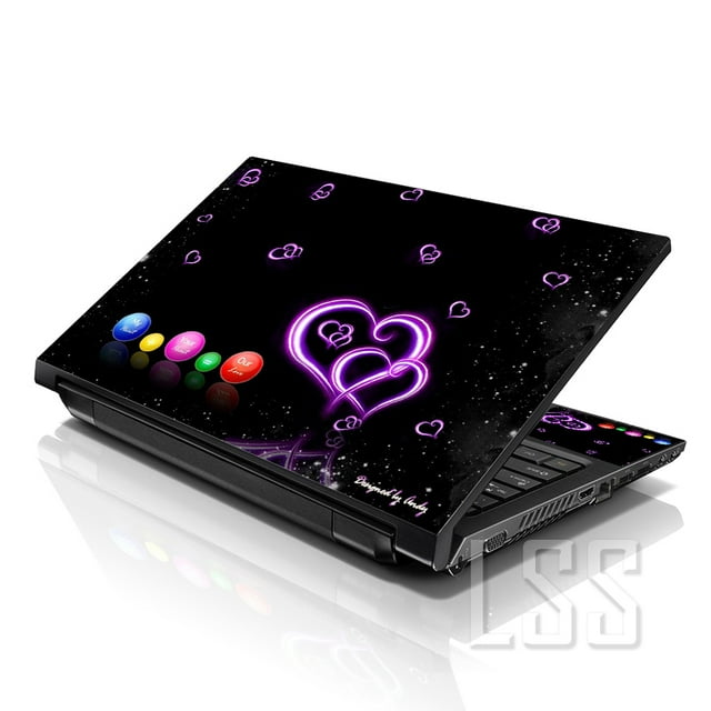 LSS Laptop Skin Sticker Decal Cover Hearts Pattern Fits 13" to 16" Laptops