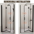 thumbnail image 5 of Noble House 35" Folding Pivot Hinged Shower Door, Semi-Frameless Reversible Bi-Fold Bathroom Glass Panel, Matte Black, 5 of 7