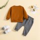 thumbnail image 3 of Gibobby Conjunto de leggings para bebés y niñas Conjunto de 2 uds de camisa y pantalones sólidos de manga larga para niños y niñas de recién nacidos(Marrón,6-12 Months), 3 of 5