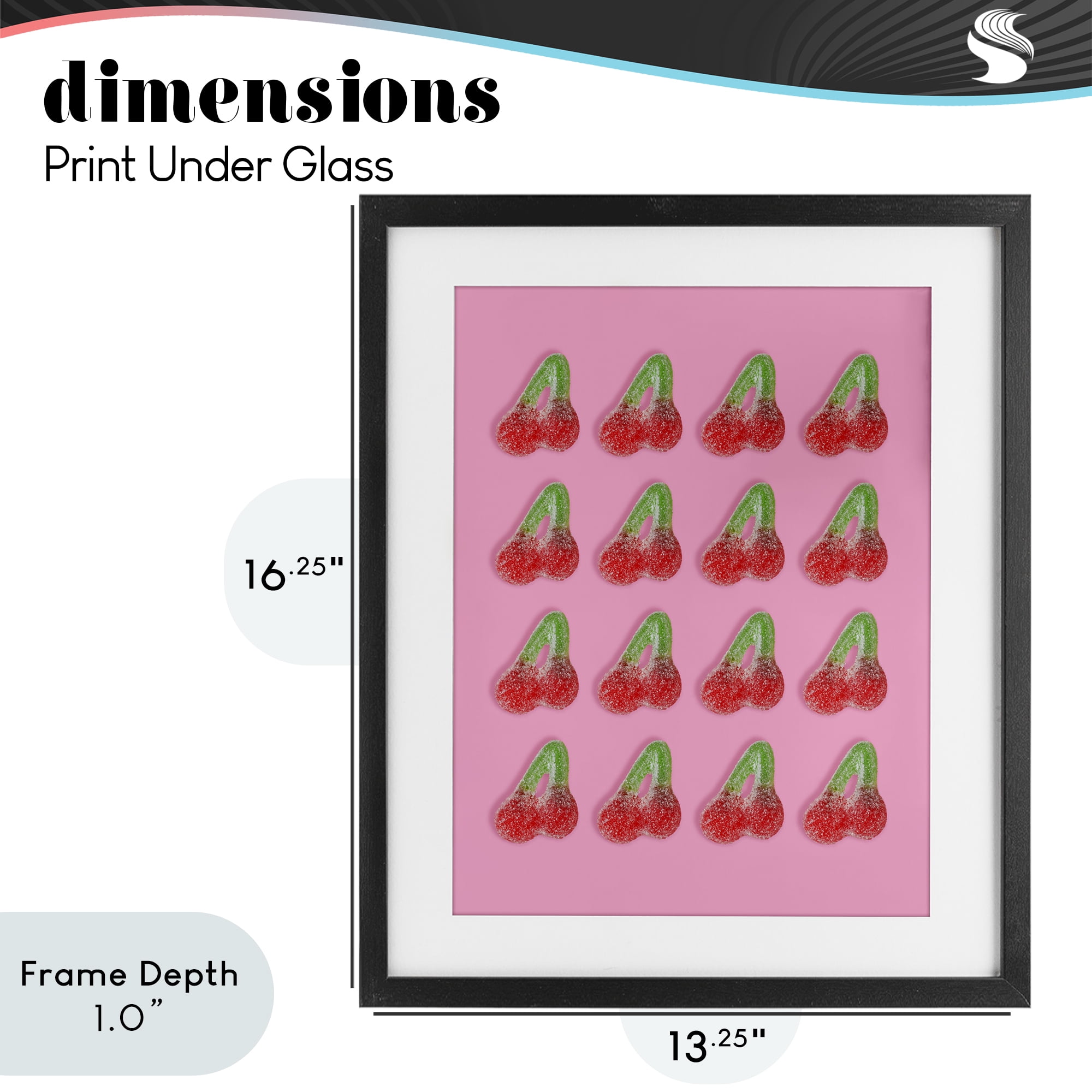 Stupell Industries Cherry Candy Pattern Black Framed Print Under Glass, design by LISH Creative