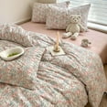 thumbnail image 3 of Funda Nórdica Queen Algodón Suave Estética Floral Juegos de Cama Estilo Francés Rosa, 3 of 9