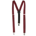 thumbnail image 1 of Plaid 3 Clip Stretchable Suspenders 2 pack- Hot Pink, 1 of 1