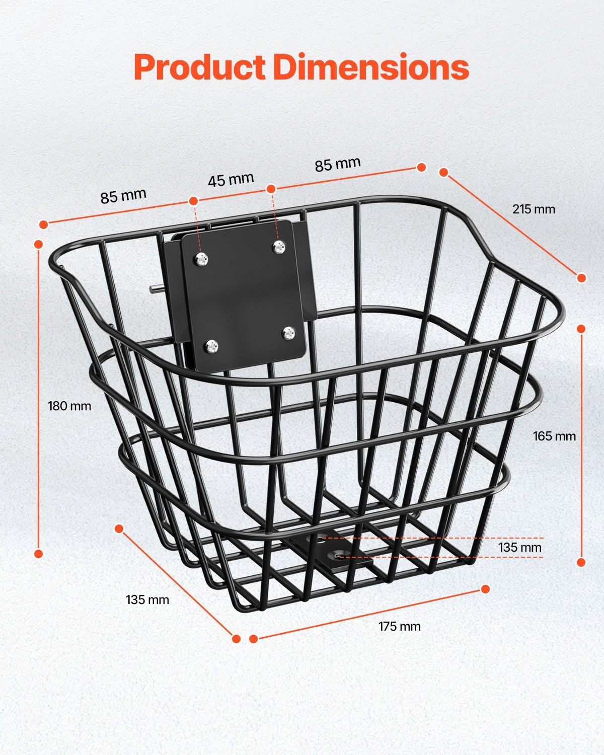 Front Bike Basket, Electric Scooter Basket with Fixed Bracket - Max Bearing 20 lbs, Construct from Solid Steel, Kids Bike Basket/Adult Bicycle Basket/Knee Electric Scooter Accessories