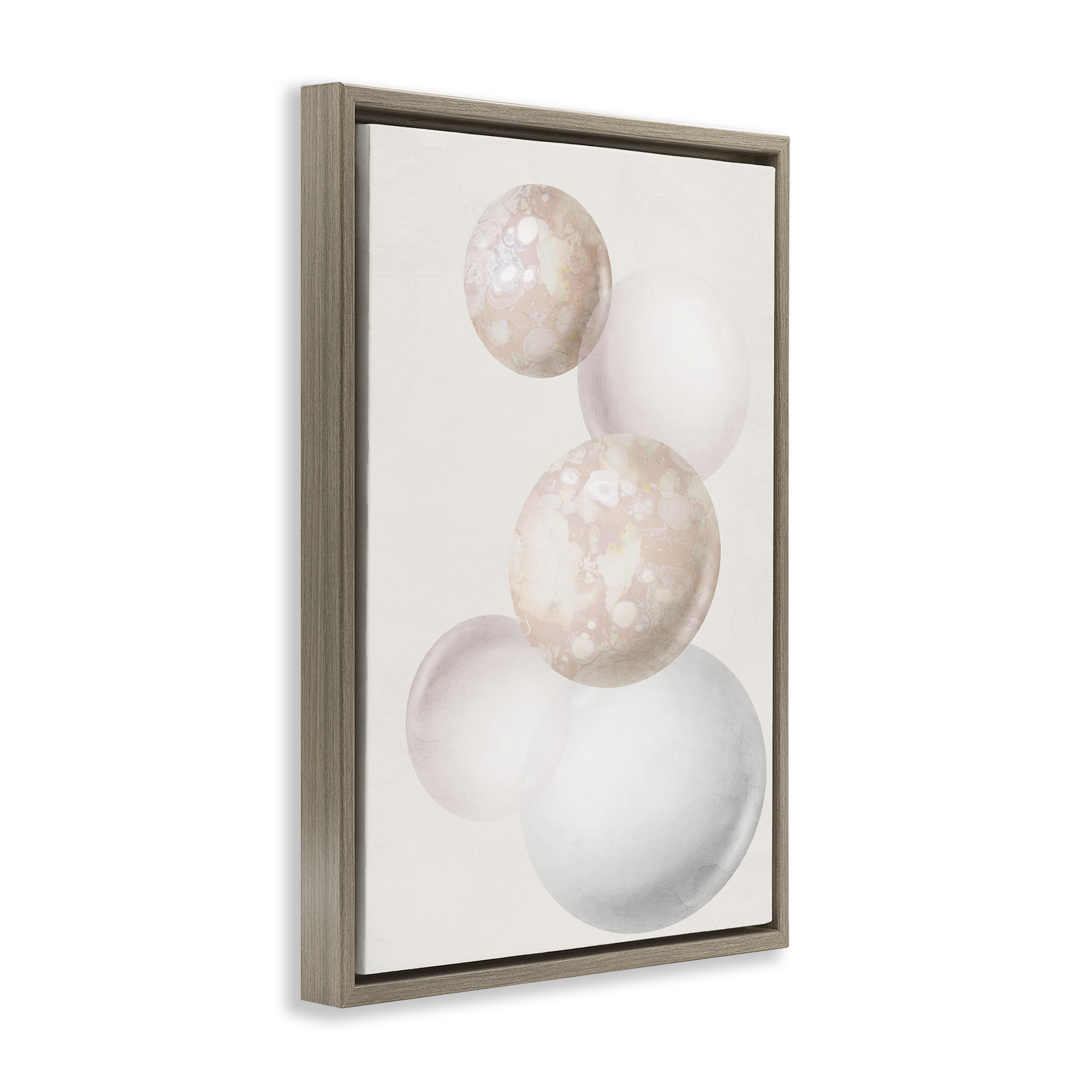 Stupell Industries Round Neutral Orbs Abstract Painting Brown Floater Framed Canvas Art Print Wall Art, 17 x 25
