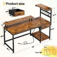 thumbnail image 4 of EnHomee 47.2" W Computer Desk with Power Outlets and LED Lights, Rustic Brown Gaming Desk with Drawers, Home Office Desk with Monitor Stand, 4 of 7