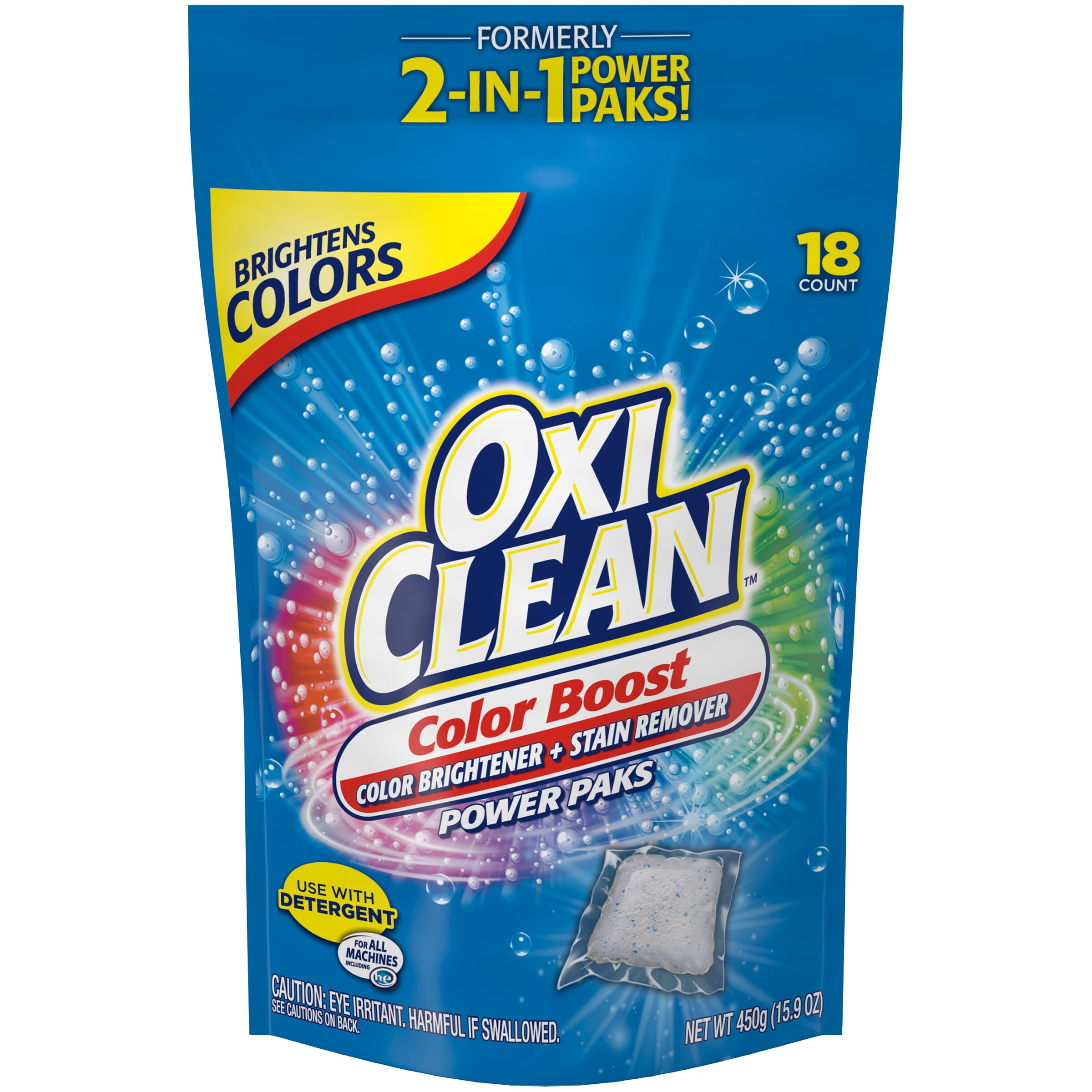 OxiClean Color Boost Color Brightener plus Stain Remover Power Paks, 18