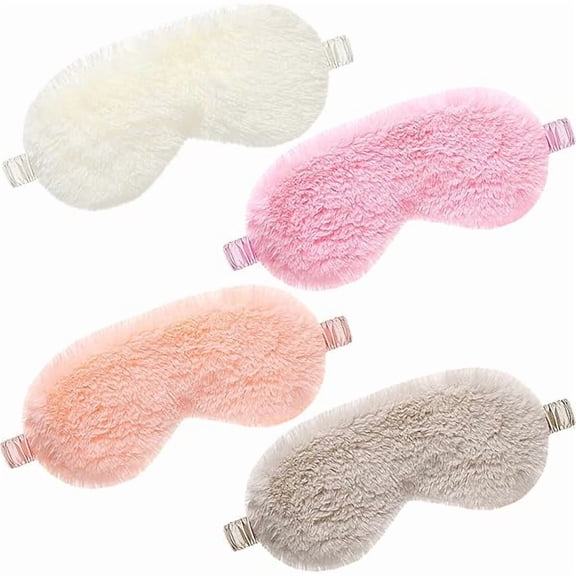 1997 4 Pieces Plush Eye Mask Silk Furry Sleep Masks Comfortable Blindfold Eye Cover Colorful Satin Night Eyeshade Cover for Women Men Sleep Travel Nap Sleeping (Solid, Fresh Colors)