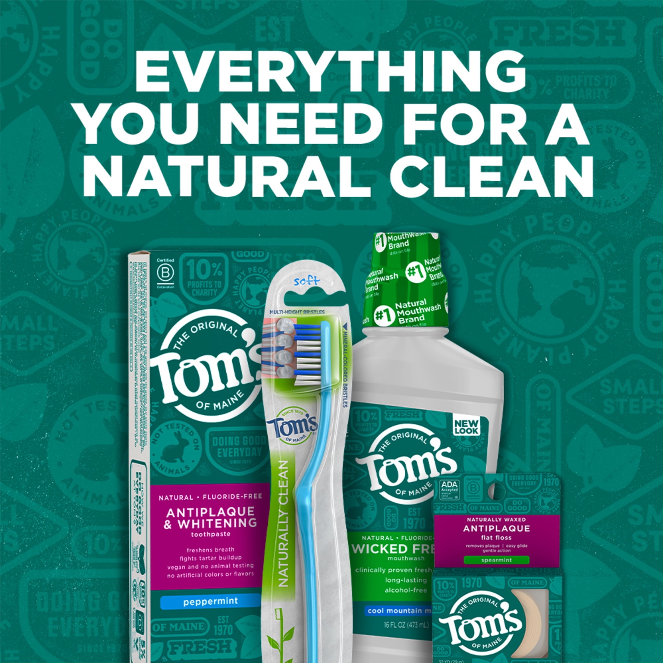 Tom's of Maine Sea Salt Natural Fluoride-Free Mouthwash, Refreshing Mint, 16 oz