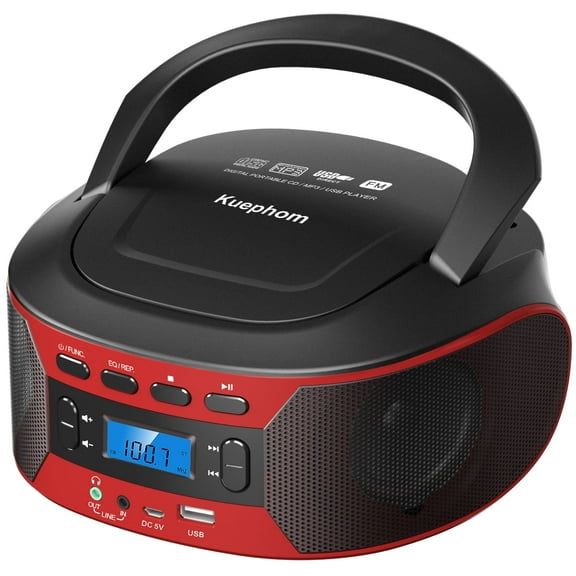 Kuephom Portable CD Player Boombox with Bluetooth, FM Radio with CD Boombox Combo,CD Players for Home with Stereo Speakers.