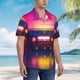 thumbnail image 3 of Balery Neon Cassette Tape Camisas hawaianas de manga corta para hombre, camisas playeras de corte holgado, camisas de vacaciones con botones,Large, 3 of 7