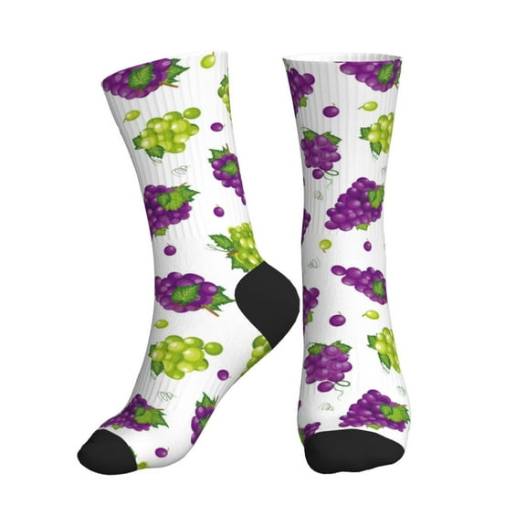 Crew Socks for Women Men Athletic - Cute Purple Green Grape Soft Comfort Breathable Mid-Calf Sole Running Socks Womens Men