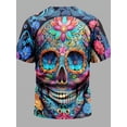 thumbnail image 4 of Men's 3D Skull Pattern T-Shirt - Casual Comfort Fit, Short Sleeve Pullover, Summer Novel T-Shirt, Machine Washable, Summer Outdoor Clothing, Large, 4 of 6