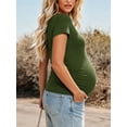 thumbnail image 3 of Women's Short Sleeve Maternity Shirt Side Ruched Pregnancy Tunic T-Shirt 3-Pack, 3 of 5