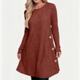 thumbnail image 6 of Women's Knit Dress Long Sleeve Casual Crew Neck Tunic Dresses with Pockets Button Side Fall Winter Trendy Outfits Red XXL(XXL), 6 of 9