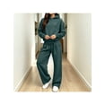 thumbnail image 7 of Zynoxe Womens Sweatsuits 2 Piece Set Long Sleeve Hooded Sweatshirt & Elastic Drawstring Waist Sweat Pants Suit Versatile Solid Color Tracksuit Set Lightweight Suit Set with Pockets Army Green M, 7 of 7