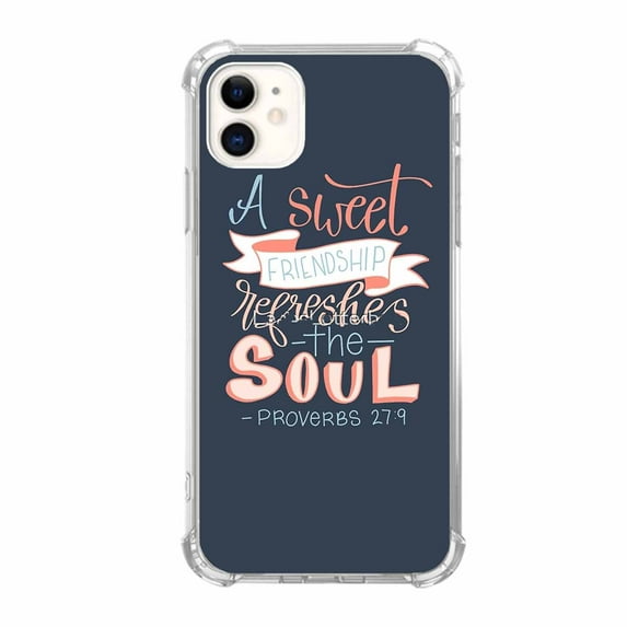 Proverbs 27:9 ,Bible Verse Case for iPhone 12 ,Aesthetic Art Design Pattern TPU Shock Proof Cover Case