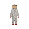 thumbnail image 1 of Matching Family Christmas Siamese Pajamas Sets Deer Head Embroidery Hooded, 1 of 8