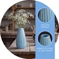 thumbnail image 2 of Unique Bargains Small Ceramic Matte Ribbed Flower Vase Blue 2.4"L x 2.4"W x 5.1"H, 2 of 6