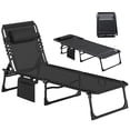 thumbnail image 4 of Outsunny Reclining Chaise Lounge Chair, Portable Sun Lounger, Folding Camping Cot, with Adjustable Backrest and Removable Pillow, for Patio, Garden, Beach, Black, 4 of 11