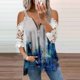 thumbnail image 2 of Elegante mujer casual cremallera cuello impresión blusa encaje manga corta camiseta verano Tops OAVQHLG3B Store  lin121212, 2 of 5
