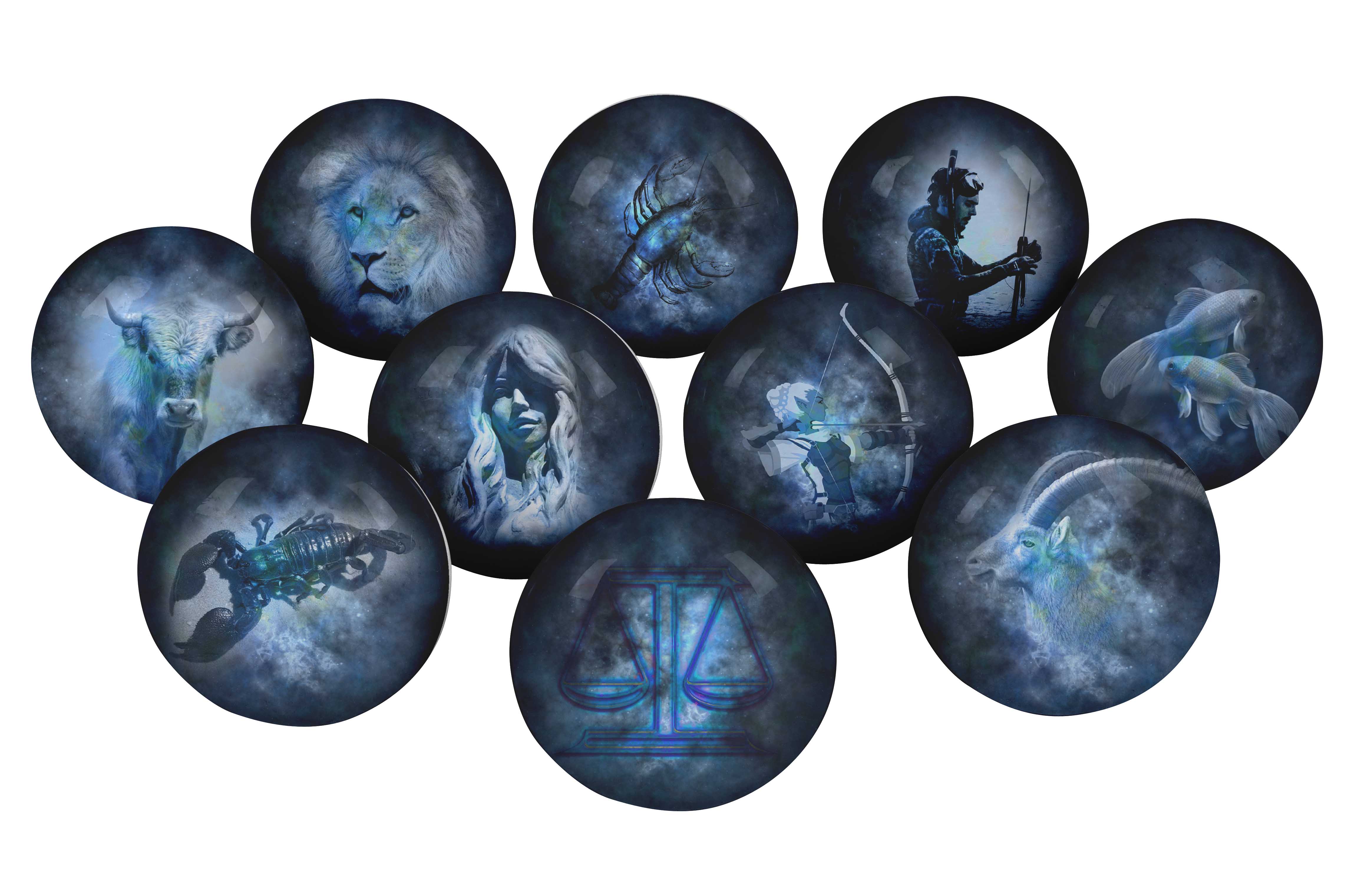 IBA Indianbeautifulart Navy Blue Assorted Zodiac Sign Round 2 Inches