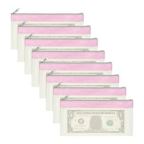 8.5x4 Inch Money Bags with Zipper, 8Pcs Clear Cash Deposit Bank Pouch Envelopes Check Wallet for Coin Cosmetics Invioce Bill, Pink