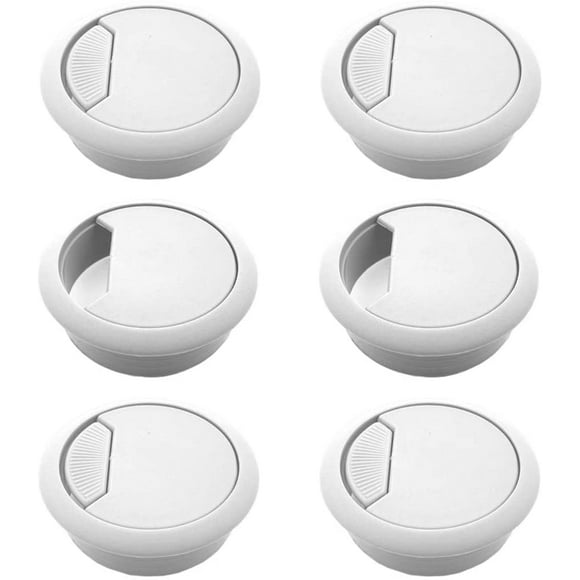 6 Pcs 2 Inch Plastic Desk Cord Cable Hole Cover Grommet Computer Cable Hole Cover Plug Cap White