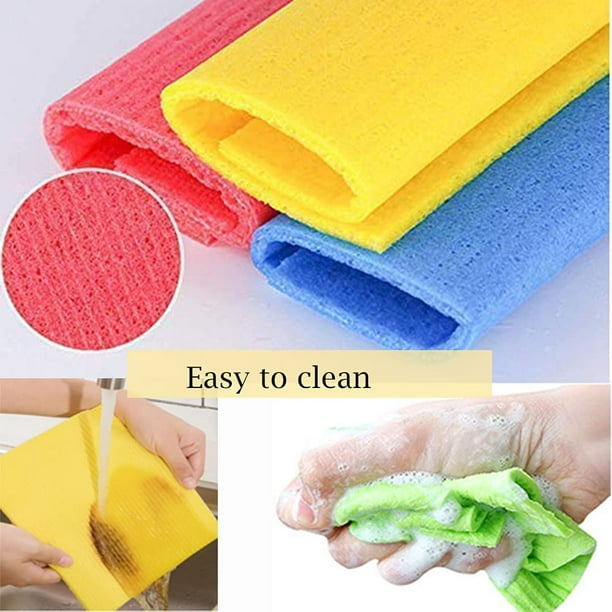 12 Pack Sponge Cloth Swedish Dishcloths for Kitchen Reusable Dish Cloth Absorbent Washable Swedish Cellulose Cleaning Cloths with Pink