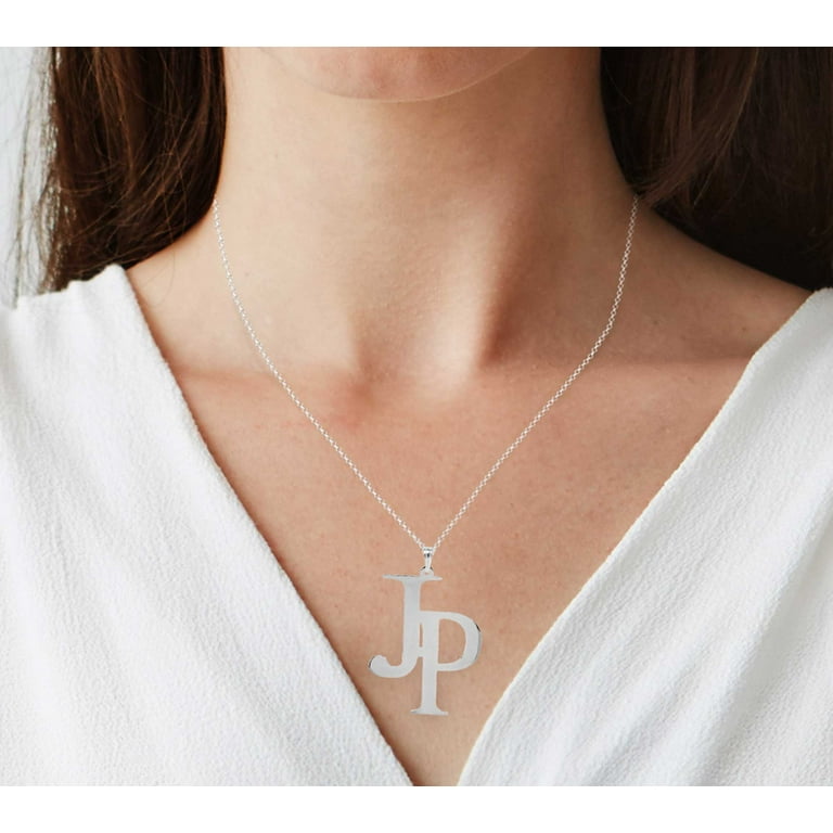 ♥ Personalized 2 Letter Initial Monogram Pendant Necklace in