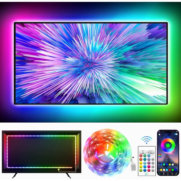 TEMOGU-TV LED Backlight, 11.4ft LED Lights for 32-50 Inch TVs/Monitor, RGB TV LED Lights with Remote, Music Sync Bluetooth APP Control LED Strip Lights USB Powered Room Decor