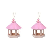 BERTDOMD 2pcs Wooden Birdhouse Nest Box Paintable Hanging Bird Feeder House for Outdoor Garden