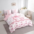 thumbnail image 3 of Feelyou Child Princess Bowknot Twin Bedding Sets 7pcs, Retro Pink Flower Comforter Set, 3 of 8