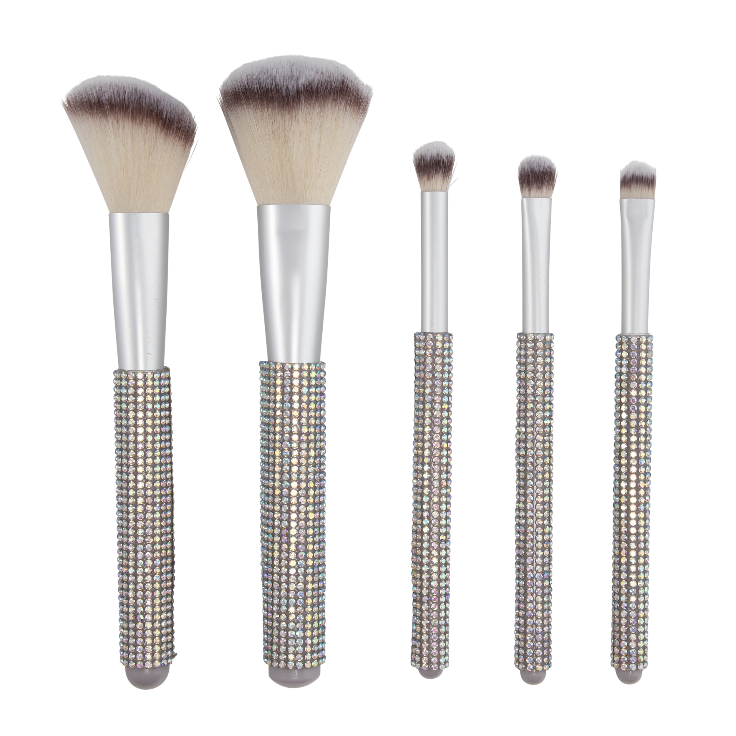 5pc Bling Brush Set with Polystyrene Holder. Face and Eye Brushes for Professional Look. Holds brushes  upright to keep them clean and tidy.