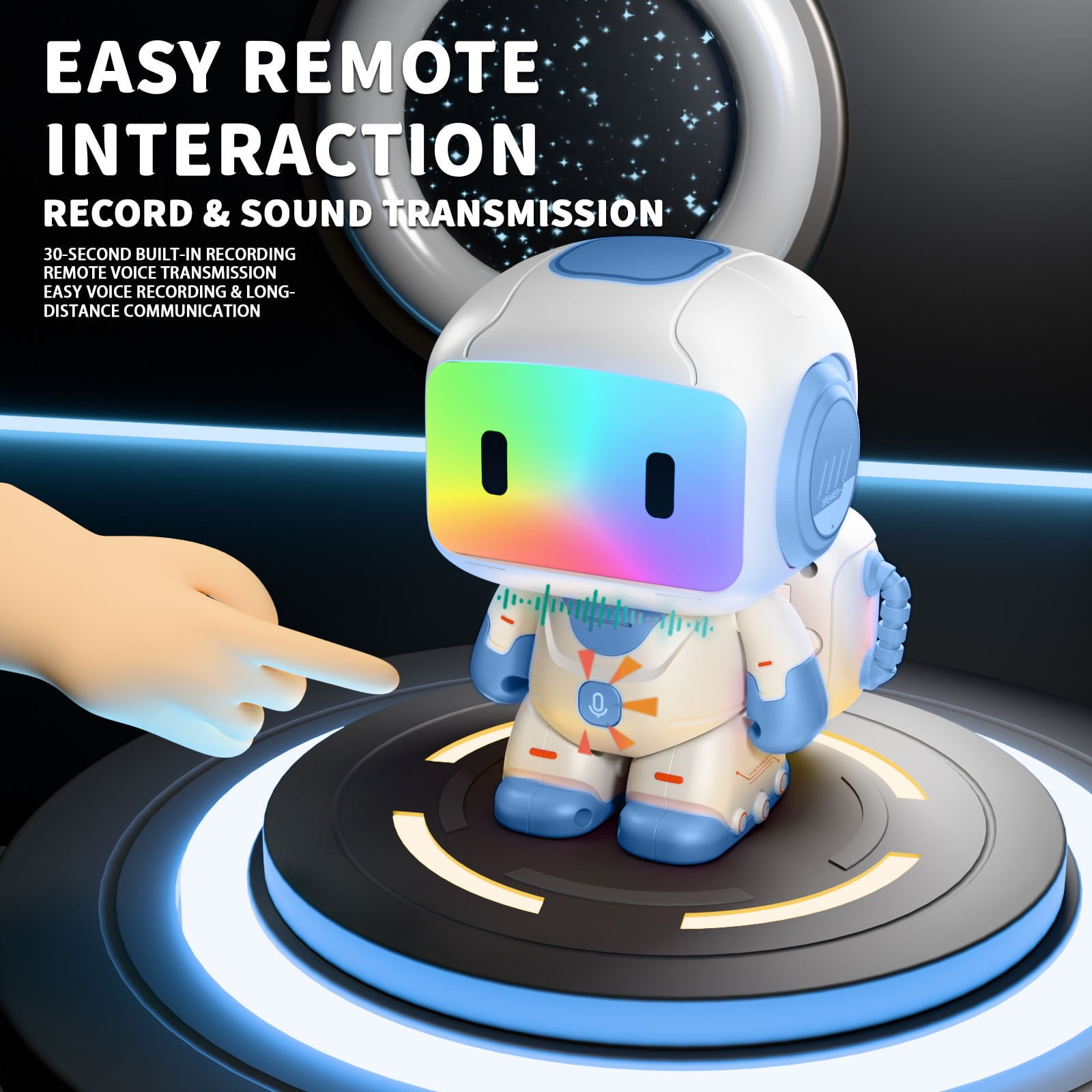 Smart Interactive Robot Toy with Remote Control & Touch Sensor, Programmable Dancing Robot with Music, Lights & Voice Recorder for Kids,Blue