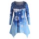 thumbnail image 1 of Talla grande Navidad Copo de nieve Imprimir Handkerchief T Shirt Rosegal Mangas largas de talla grande, 1 of 5