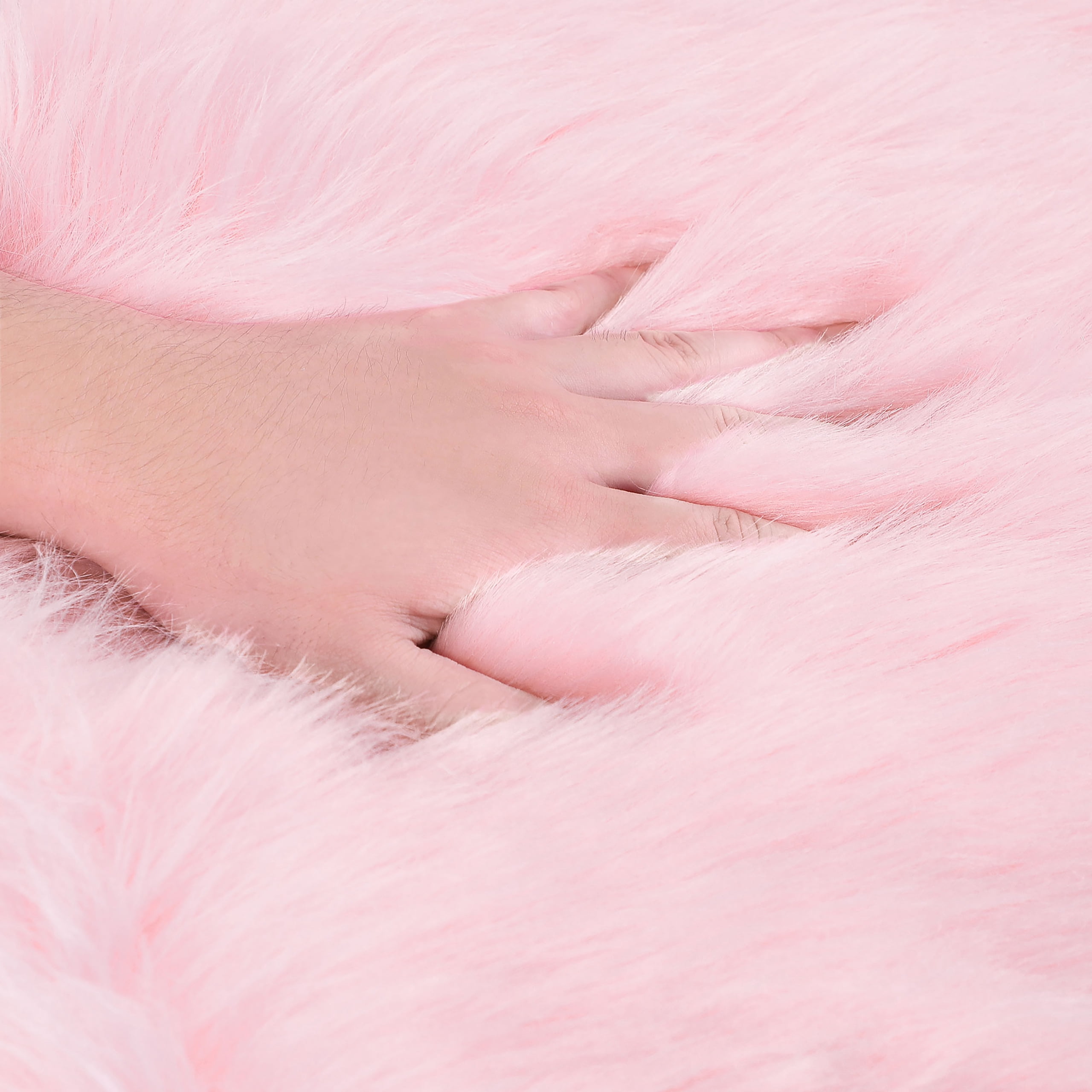 Unique Bargains Heart Shaped Faux Fur Shag Area Rug 2.3Ft x 3Ft Light Pink