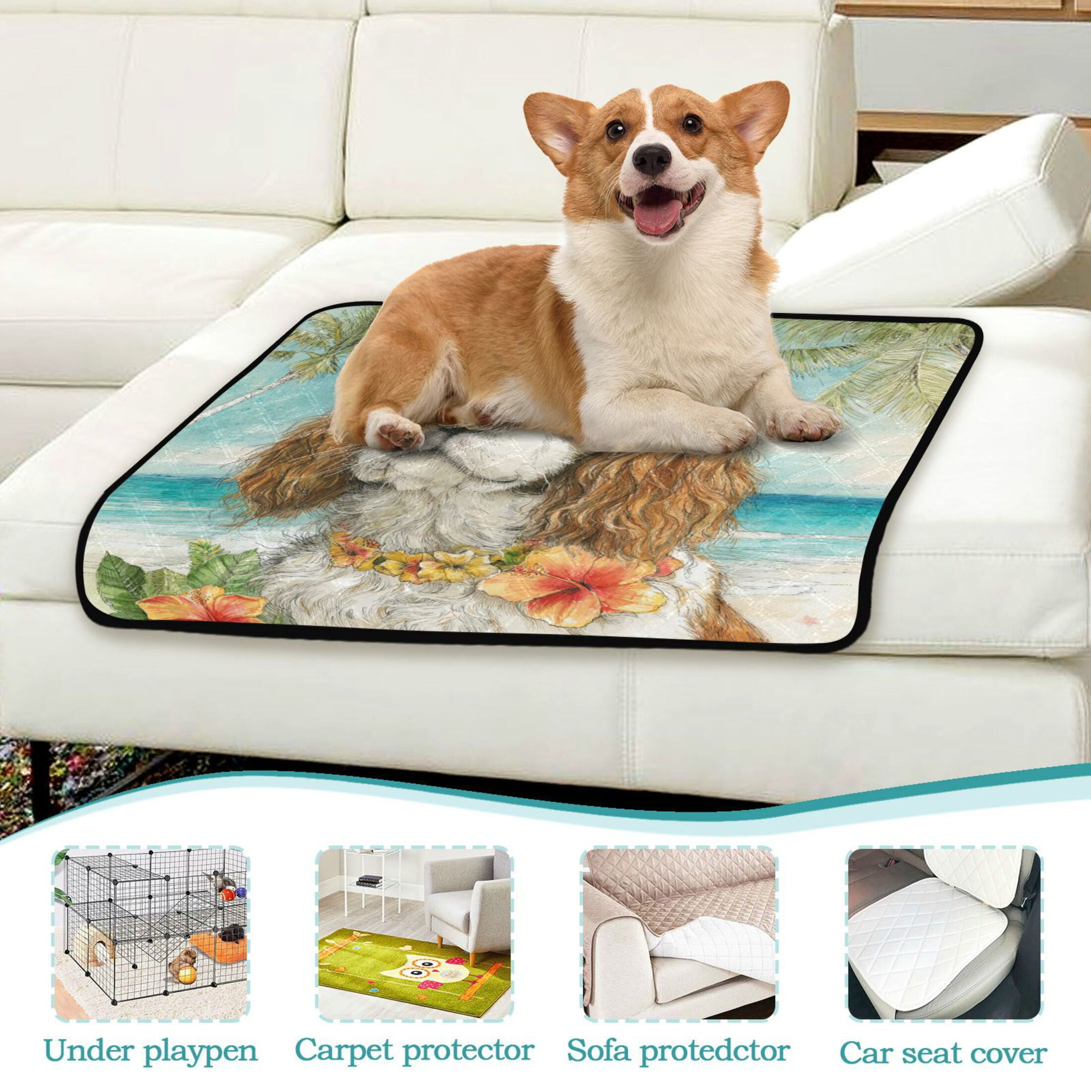 Qxltty Cavalier King Charles Spaniel Dog Cat litter Pads Pet Set of 3 Diaper Mats Center Anti-leakage Layer Absorbent Soft and Comfortable