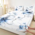 thumbnail image 3 of jejeloiu Country Floral Twin Sheet Sets,Natural Plant Twin Fitted Sheet,White Blue Flat Sheet For Adults,Luxury Bedroom Decor,3-Piece, 3 of 7